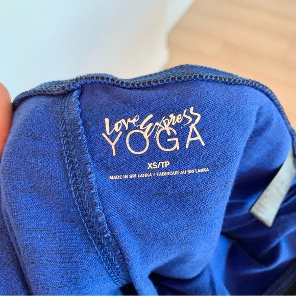 Express Cobalt Blue Black Marled Foldover Wide Waistband Bootcut Yoga Pants - Picture 5 of 6